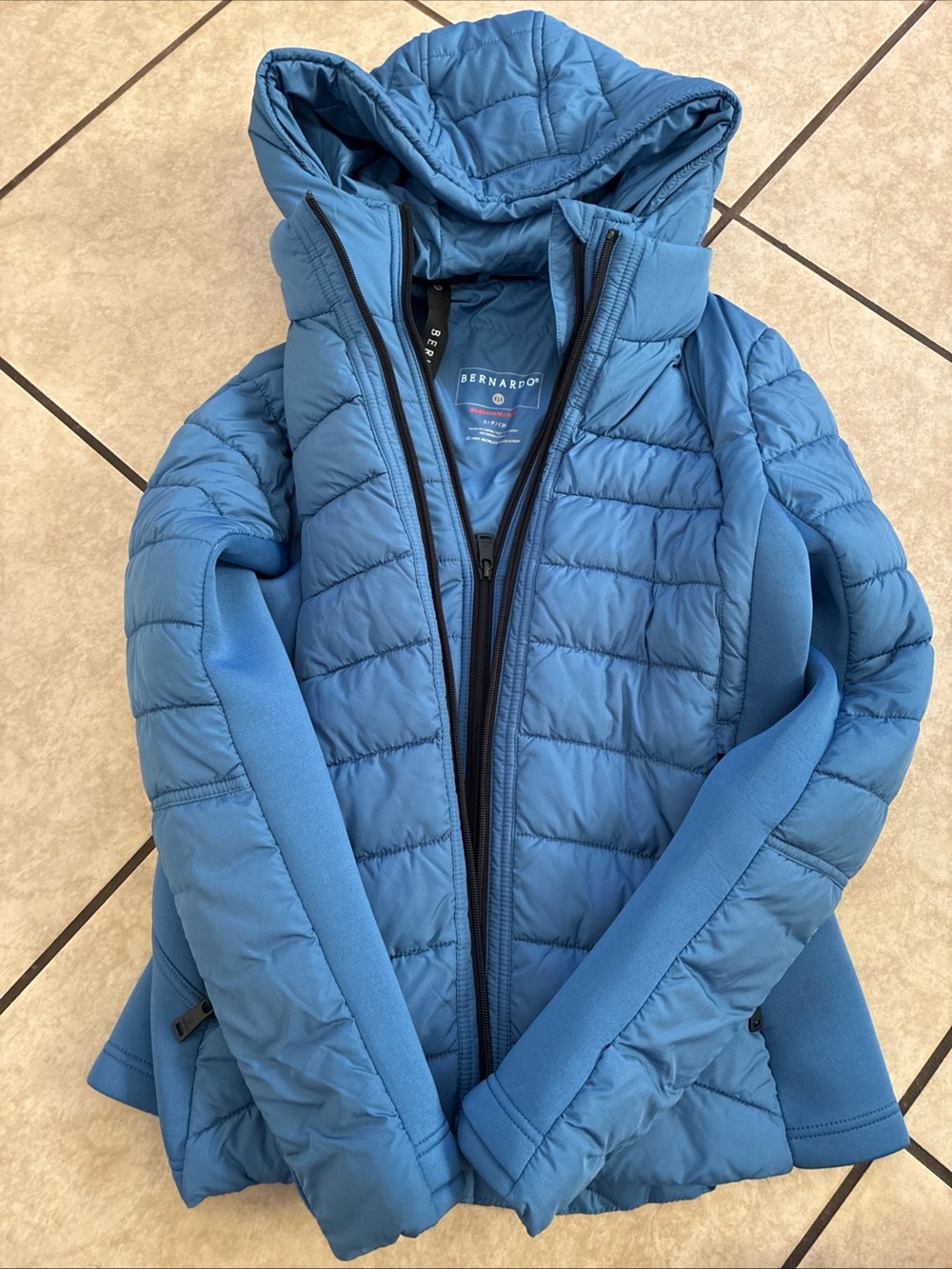 Bernardo Girls Blue Quilted Hooded Puffer Jacket